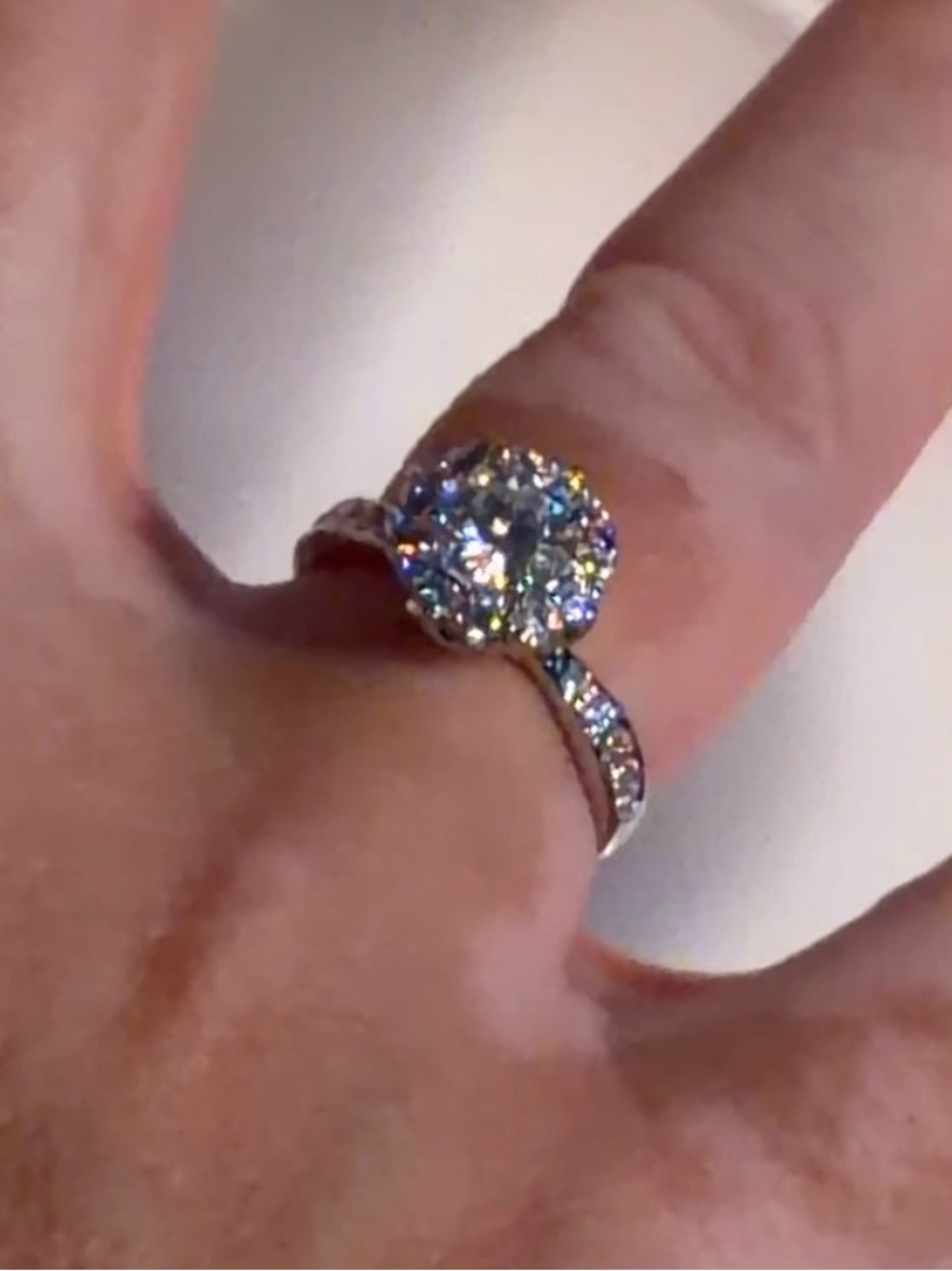 1CT Moissanite Halo Ring Size 7 Sterling Silver Ring